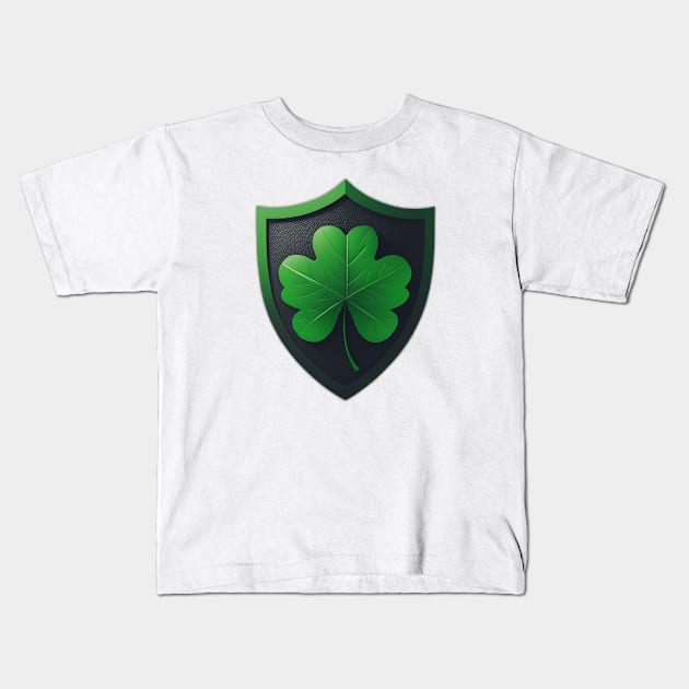 Three leaf Clover Shield Kids T-Shirt by QUENSLEY SHOP